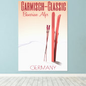 Garmisch Classic, Beierse Alps Ski poster Canvas Afdruk (Insitu (Houten vloer))