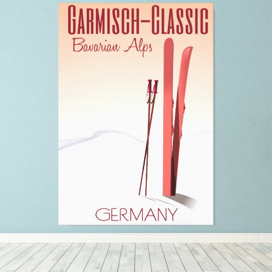 Garmisch Classic, Beierse Alps Ski poster Canvas Afdruk (Insitu (Houten vloer))