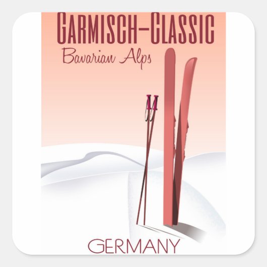 Garmisch Classic, Beierse Alps Ski poster Vierkante Sticker (Voorkant)