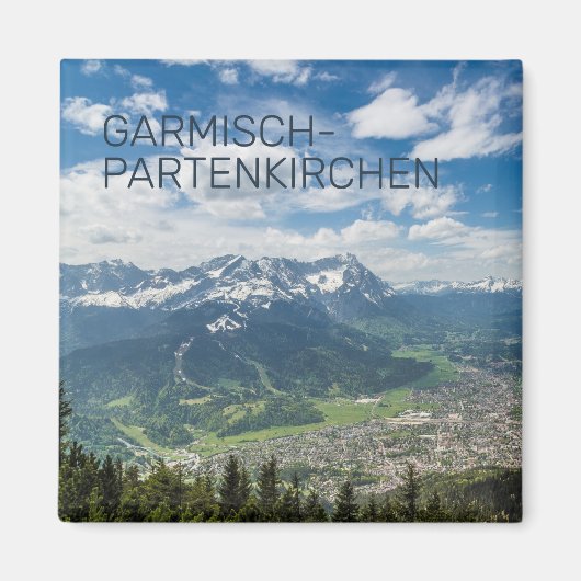 Garmisch-Partenkirchen Beieren Alps Panorama Gift Magneet (Voorkant)