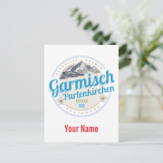 Garmisch Partenkirchen Beieren Vintage Alps Feestdagenkaart (Staand voorkant)