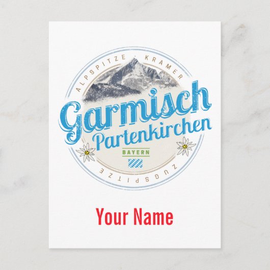 Garmisch Partenkirchen Beieren Vintage Alps Feestdagenkaart (Voorkant)