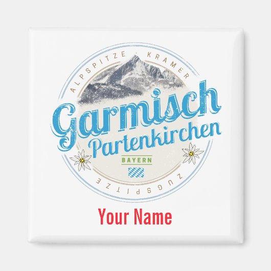 Garmisch Partenkirchen Beieren Vintage Alps Magneet (Voorkant)