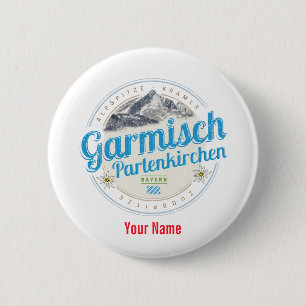 Garmisch Partenkirchen Beieren Vintage Alps Ronde Button 5,7 Cm