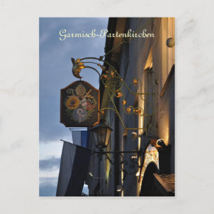 Garmisch-Partenkirchen bij briefkaart 's nachts