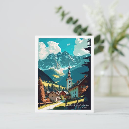 Garmisch Partenkirchen Duitsland vintage reizen Briefkaart (Staand voorkant)