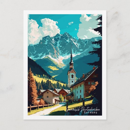 Garmisch Partenkirchen Duitsland vintage reizen Briefkaart (Voorkant)