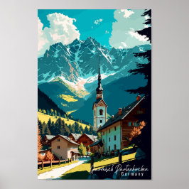 Garmisch Partenkirchen Duitsland vintage reizen Poster
