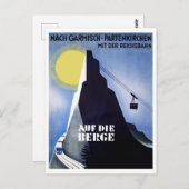 Garmisch Partenkirchen kabelauto. Bergpiek Briefkaart (Voorkant / Achterkant)