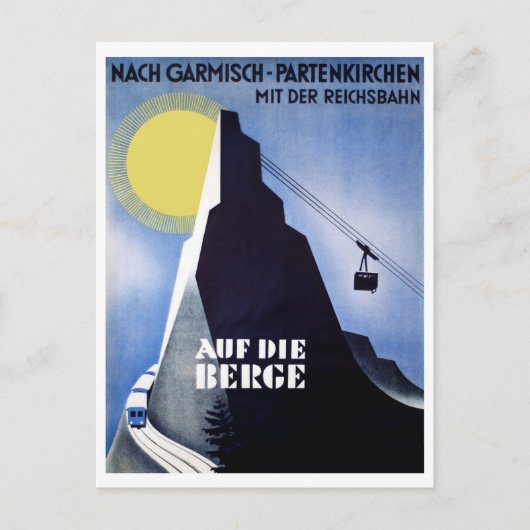 Garmisch Partenkirchen kabelbaan. Bergtop Briefkaart (Voorkant)