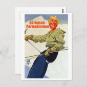 Garmisch - Partenkirchen, meisje op een skilift Briefkaart (Voorkant / Achterkant)