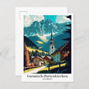 Garmisch-Partenkirchen Vintage Travel Portrait Briefkaart