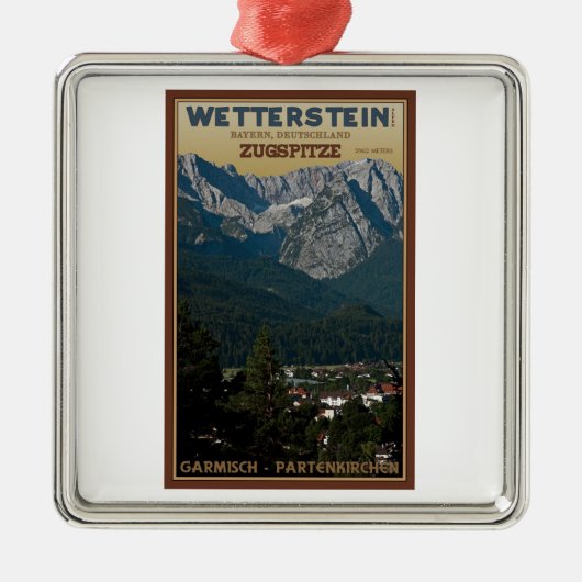 Garmisch - Zugspitze boven de stad Metalen Ornament (Voorkant)