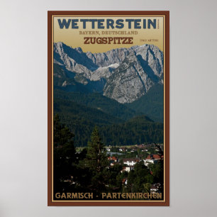 Garmisch - Zugspitze boven de stad Poster