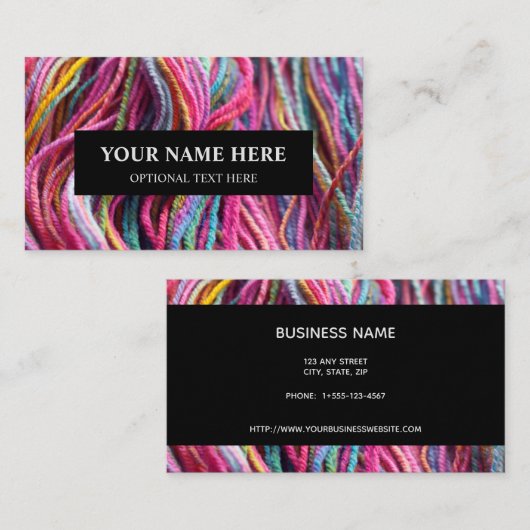 Garn Knitting Handspun Textuurroze foto Visitekaartje (Voorkant / Achterkant)