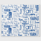 GARN! Typografie Blue Knitting Cadeaupapier (Vlak)