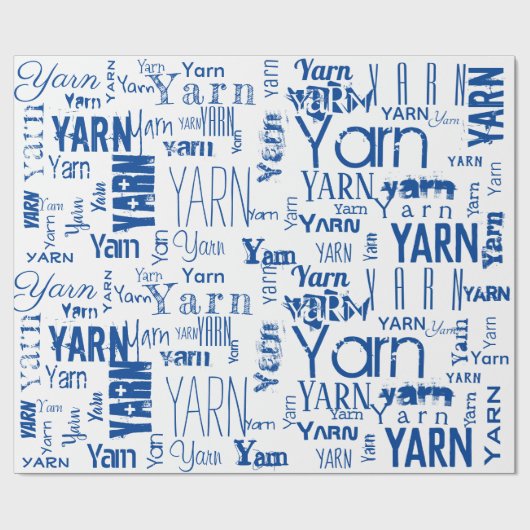 GARN! Typografie Blue Knitting Cadeaupapier (Vlak)