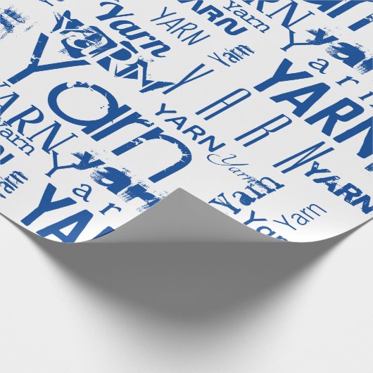 GARN! Typografie Blue Knitting Cadeaupapier (Hoek)