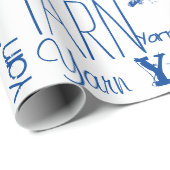 GARN! Typografie Blue Knitting Cadeaupapier (Rol Hoek)