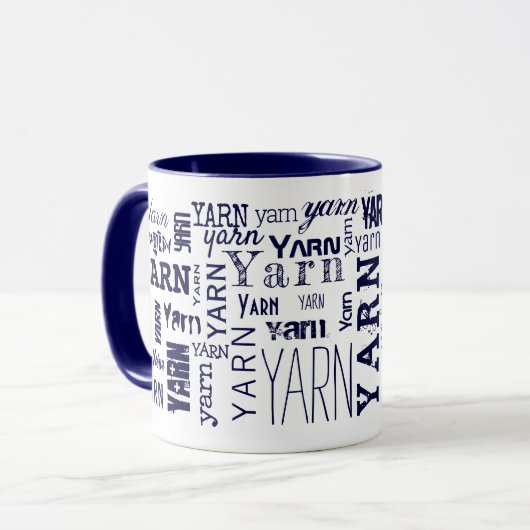 GARN! Typografie Blue Knitting Crochet  Mok (Voorkant links)