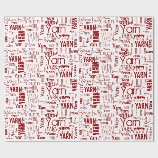 GARN! Typografie Uitgebreide Word Cloud Wrapping P Cadeaupapier (Vlak)