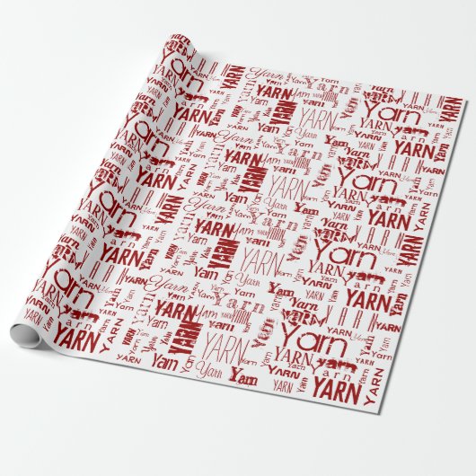 GARN! Typografie Uitgebreide Word Cloud Wrapping P Cadeaupapier (Uitgerold)