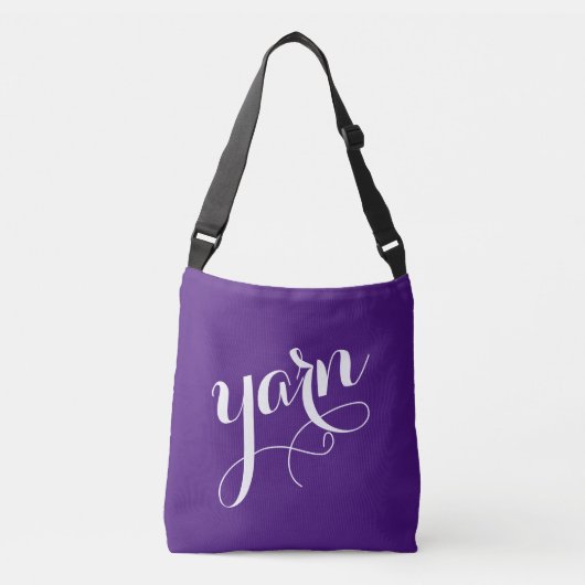GARN! Typografie White Calligraphy Paars Crossbody Tas (Voorkant)