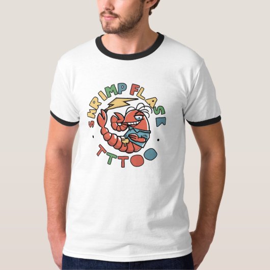 👕🍤Garnaal Flash Tattoo Mannen Ringer T-Shirt (Voorkant)