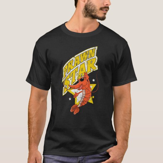 Garnaal Funny Prawn Star Retro Shellfish and Seafo T-shirt (Voorkant)