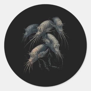 Garnaal garnaal cocktail glas ronde sticker