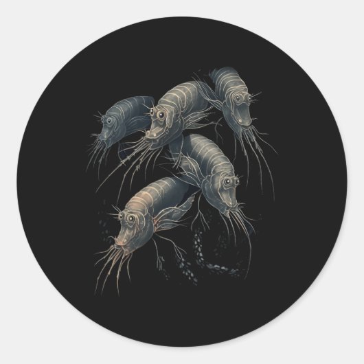 Garnaal garnaal cocktail glas ronde sticker (Voorkant)