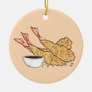 Garnaal garnaal Tempura Japans Eten Restaurant Keramisch Ornament