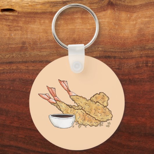 Garnaal garnaal Tempura Japans Eten Restaurant Sleutelhanger (Voorkant)