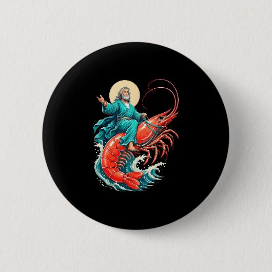 Garnaal Jezus Ronde Button 5,7 Cm (Voorkant)