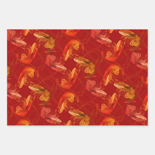 Garnaal Long Antennae Pattern Inpakpapier Vel (Voorkant 3)