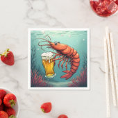 Garnaal met een glas bier servet (Insitu)