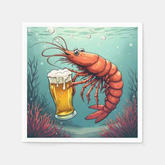 Garnaal met een glas bier servet (Voorkant)