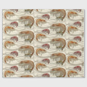 Garnaal Schelvis Pattern Ecru Cadeaupapier (Vlak)