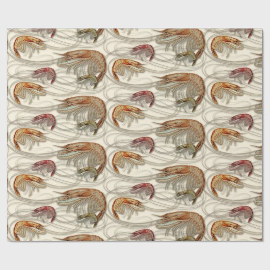 Garnaal Schelvis Pattern Ecru Cadeaupapier (Vlak)