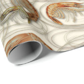 Garnaal Schelvis Pattern Ecru Cadeaupapier (Rol Hoek)