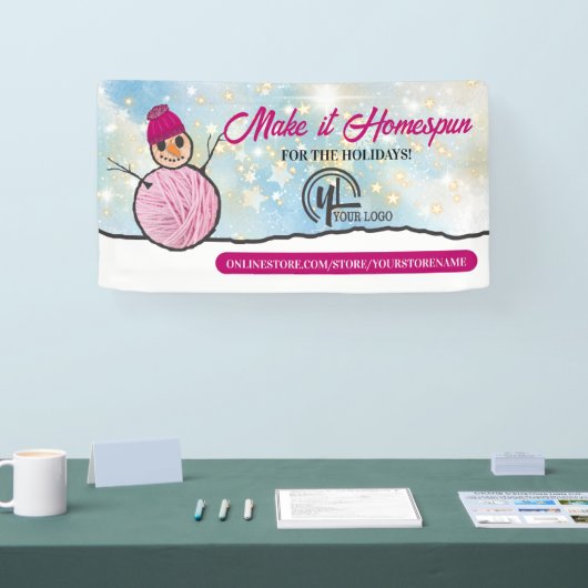 Garnaal-sneeuwbreien met haakhaakjes, show spandoek (Beurs)