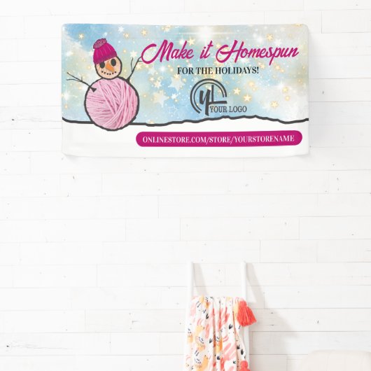 Garnaal-sneeuwbreien met haakhaakjes, show spandoek (Insitu)