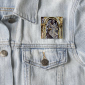 Garnaal van keizer Charlemagne Vierkante Button 5,1 Cm (In situ)