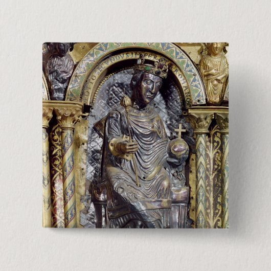 Garnaal van keizer Charlemagne Vierkante Button 5,1 Cm (Voorkant)
