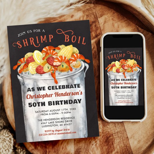 Garnalen Boil Verjaardag uitnodiging