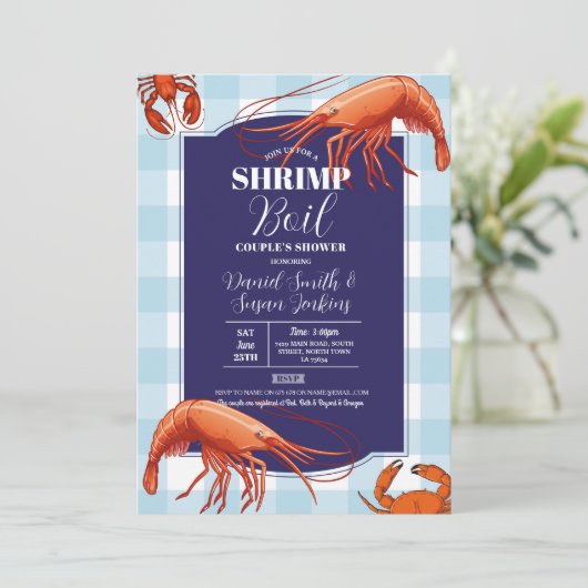 Garnalen Boil Verlovingsfeest Zeevruchten Zeekreef Kaart (Staand voorkant)