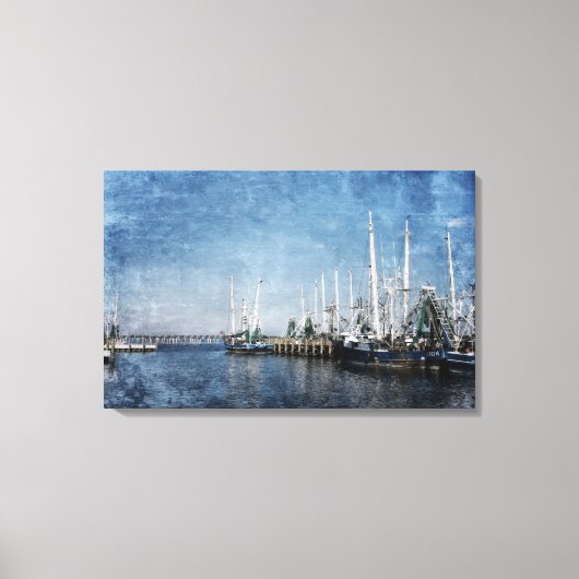 Garnalen boten op Biloxi Back Bay Canvas Afdruk (Voorkant)