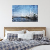 Garnalen boten op Biloxi Back Bay Canvas Afdruk (Insitu (Slaapkamer))