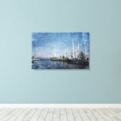 Garnalen boten op Biloxi Back Bay Canvas Afdruk (Insitu (Houten vloer))
