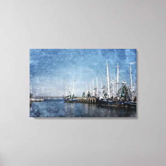 Garnalen boten op Biloxi Back Bay Canvas Afdruk (Voorkant)